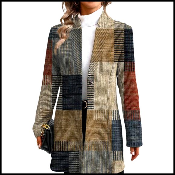 Women's Long Blazer Jacket Loose Fit Open Front Office Casual Outerwear